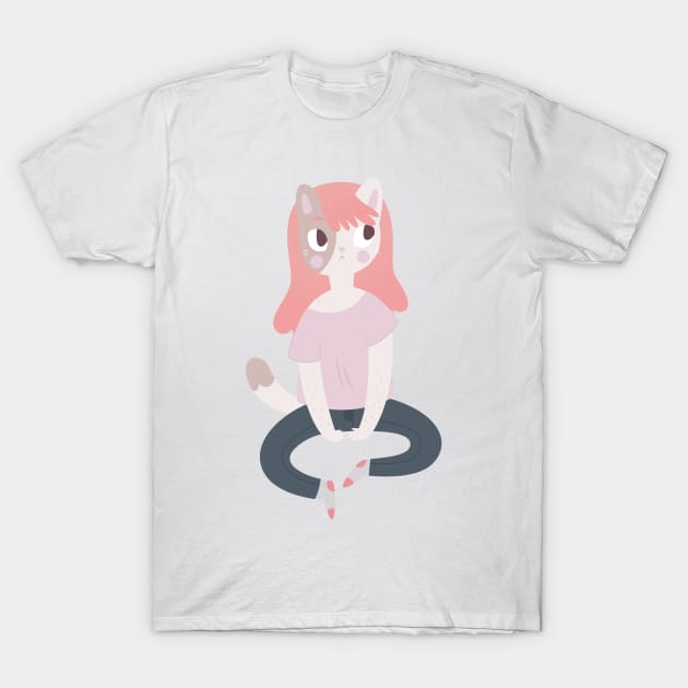 Cat Girl T-Shirt by clairestamper